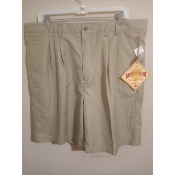 Caribbean Joe Mens Classic Sand Brown Pleated Rayon Polyester Shorts Size 38 NWT - Picture 1 of 11